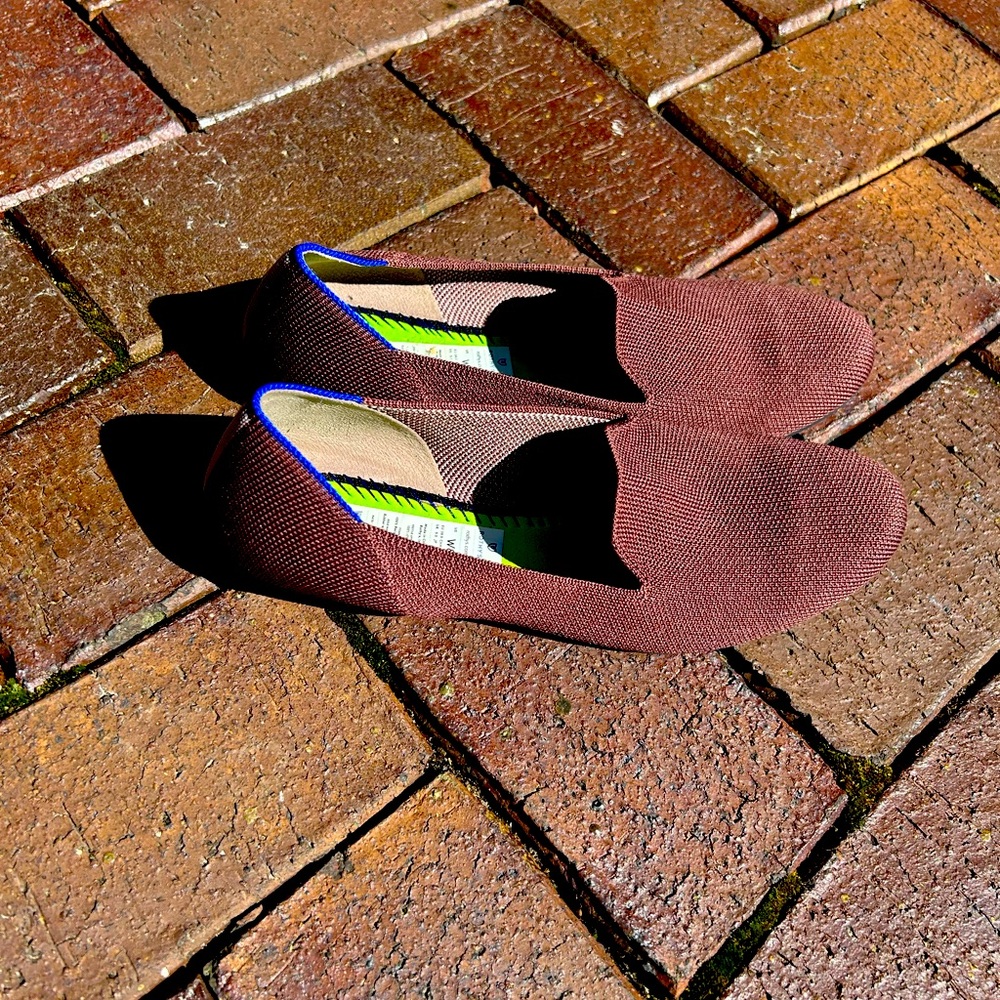 Rothy’s rounded toe flat in chocolate brown